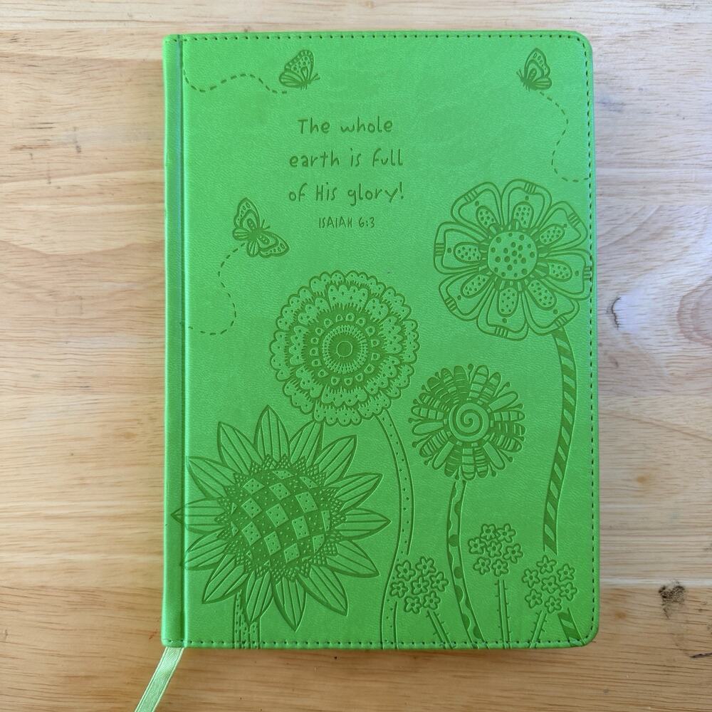 Brownlow Gifts Floral Scripture Journal Diary Green Faux Leather Isaiah 6:3